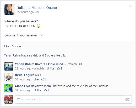 Yanan and Giona's comment re. Evolution or God