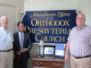 With Elder Mark Bube and Rev. Douglas B. Clawson of the OPC's Foreign Missions Committee